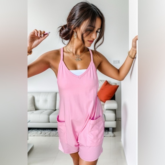 Make it True Light Pink Romper with Pockets - Picture 2 of 4